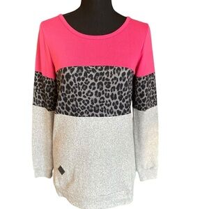 Simply Southern Collection Long Sleeve Shirt Animal Print Color Block
